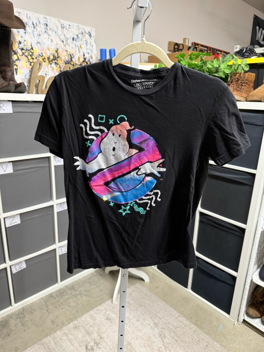 Ghostbusters Logo Graphic Tee - Black with Neon Logo